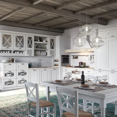 Cucina Shabby Chic angolare Bellagio in Frassino tinto Corda decapè di Aran