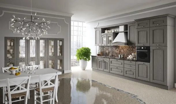 Cucina Shabby Chic lineare Trevi in Castagno tinto Titanio di Aran