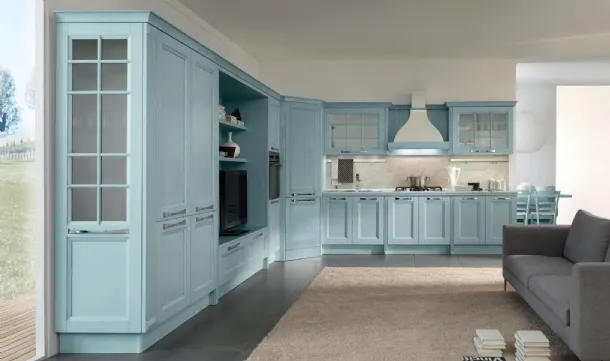 Cucina angolare Shabby Chic Ylenia in legno decapato Avio di Aran