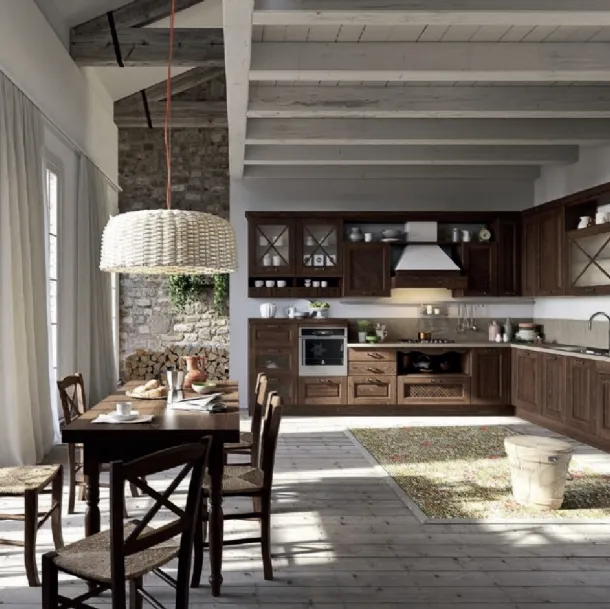 Cucina Shabby Chic lineare Trevi in Castagno tinto Titanio di Aran