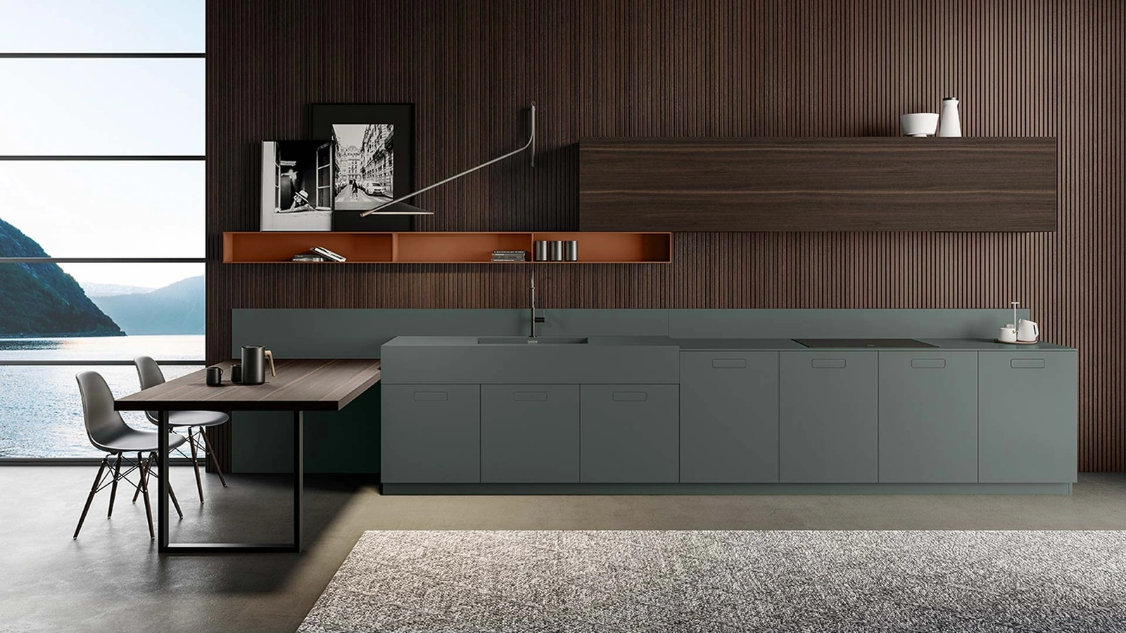 Cucina su misura Touch con penisola di Composit