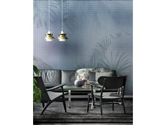 Carta da parati con foglie Ombre Inkiostro Bianco