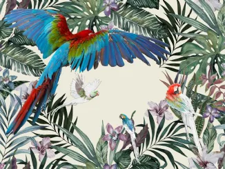 Carta da parati Parrots di Inkiostro Bianco
