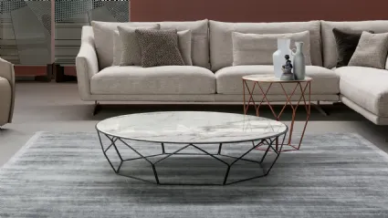 Tavolino rotondo Arbor con top in ceramica e base in metallo di Bonaldo