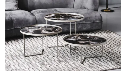 Tavolino con struttura in metallo e piano in ceramica marmi Billy Keramik di Cattelan Italia