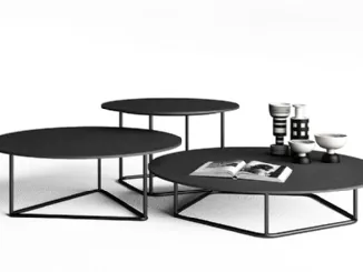 Tavolini con top in cemento antracite Circus di Minotti Italia
