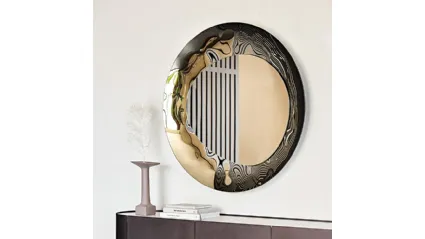 Specchio da parete tutto in cristallo specchiato fumé e bronzo Cosmos di Cattelan Italia