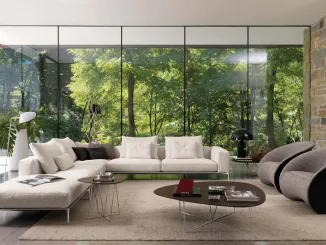 Tavolino dalla forma asimmetrica con top in legno materico e struttura in tondino metallico Dabliu di Desirèe