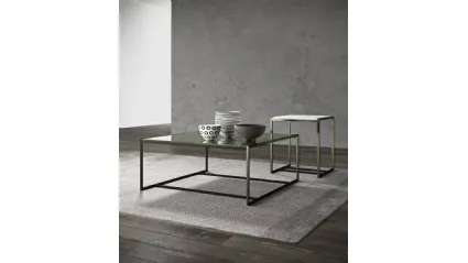 Tavolino Eulero con ripiano in vetro lucido o marmo in diverse dimensioni e altezze e base in metallo di Presotto