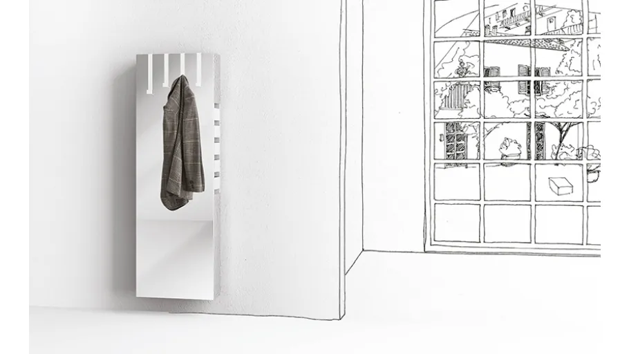 Specchio appendiabiti e contenitore Betty di Minotti Italia