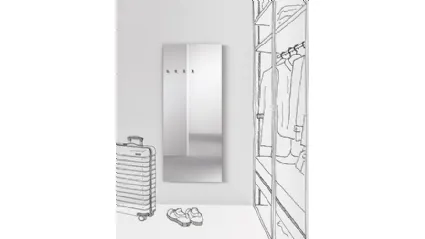 Specchio Appendiabiti in fusione di ottone cromato dal design minimal Chiodo Fisso Mirror di Minotti Italia
