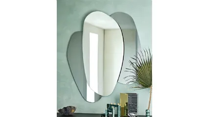 Specchio da parete in cristallo specchiato con specchi laterali in cristallo specchiato fumé o bronzo Ulisse di Cattelan Italia