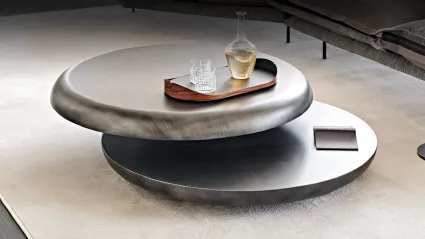 Tavolino in legno Brushed Grey con piano superiore girevole Yo-Yo Brushed di Cattelan Italia