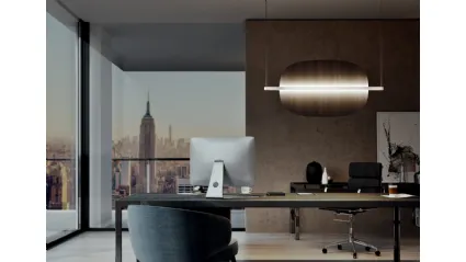 Lampada a sospensione di design in legno laccato blu Hang Out di Pentalight