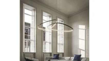 Lampada a sospensione Magellano Magnum in acciaio verniciato titanio di Cattelan Italia