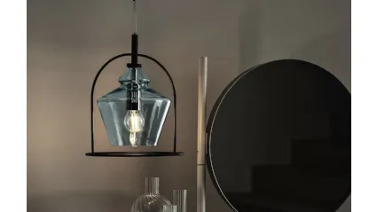 Lampada a sospensione Swing in vetro e acciaio laccato di Bontempi