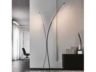 Lampada da terra in acciaio con luci a led Twin di Cattelan Italia