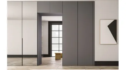 Armadio a ponte Alterna Glass e Plana Ardesia in melaminico e specchio di Zalf