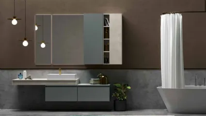Mobile da Bagno sospeso in laccato carta da zucchero e top in laccato effetto resina 45 01 di Birex