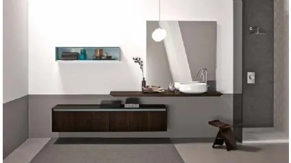 Mobile da Bagno sospeso in rovere termotrattato e laccato lucido 45 05 di Birex