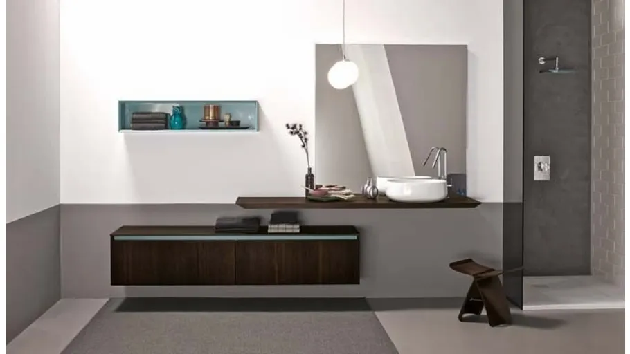 Mobile da Bagno sospeso in rovere termotrattato e laccato lucido 45 05 di Birex