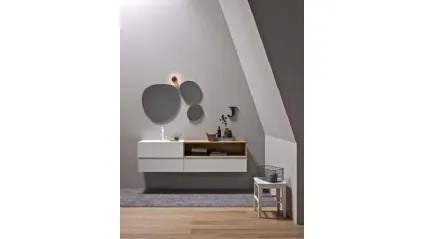 Mobile da Bagno sospeso in laccato bianco opaco e rovere 45 06 di Birex