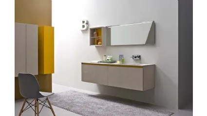 Mobile da Bagno sospeso in melaminico con piano in marmo minerale opaco 45 07 di Birex