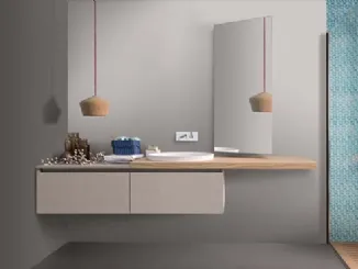 Mobile da Bagno sospeso in melaminico con top in rovere 45 10 di Birex