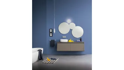 Mobile sospeso da bagno in laccato opaco con top in vetro laccato lucido Campus 03 di Birex