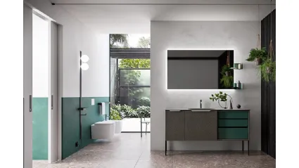 Mobile da Bagno Cartabianca in materico Intreccio e laccato Opaco di Cerasa