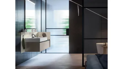 Mobile da Bagno sospeso Deep 01 in laccato metallico nichel di Birex