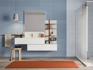 Mobile da Bagno Dress Bianco Opaco e Mattone di Artesi