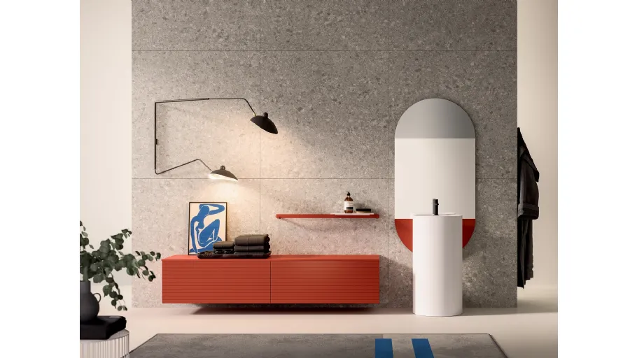 Mobile da Bagno Filo+ Push & Handle Mattone opaco di Artesi