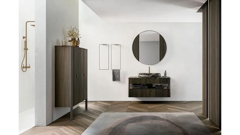 Mobile da Bagno sospeso Honey 01 in Rovere Termocotto di Cerasa