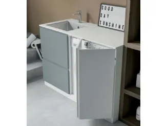 Mobile da Lavanderia in laccato opaco carta da zucchero e bianco Idrobox 01 di Birex