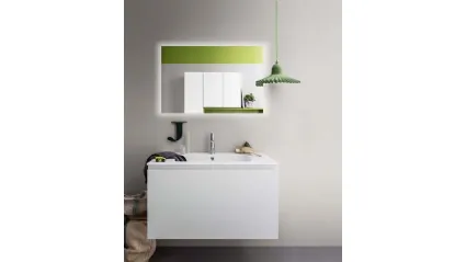 Mobile da Bagno sospeso in laccato opaco e top con lavabo integrato in ceramica Lapis 05 di Birex
