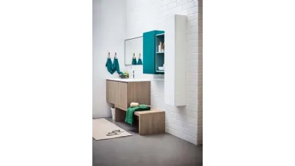 Mobile da Bagno sospeso in melaminico e laccato con top in mineral marmo bianco Lapis 06 di Birex