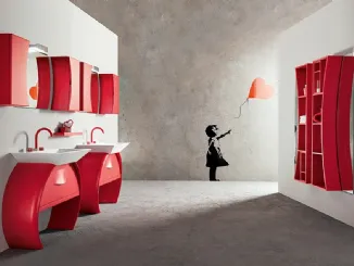 Mobile da Bagno Moon con doppia base lavabo di Cerasa