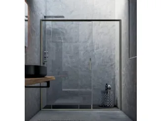 Box doccia in alluminio h.200 cm, con vetri temperati Outline di Aghà