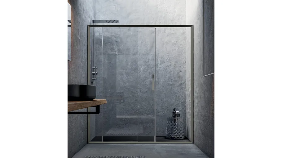 Box doccia in alluminio h.200 cm, con vetri temperati Outline di Aghà