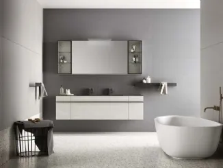 Mobile da Bagno sospeso in laccato effetto resina e top in alluminio Sidero 10 di Birex