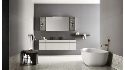 Mobile da Bagno sospeso in laccato effetto resina e top in alluminio Sidero 10 di Birex