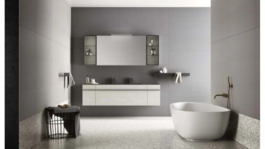 Mobile da Bagno sospeso in laccato effetto resina e top in alluminio Sidero 10 di Birex
