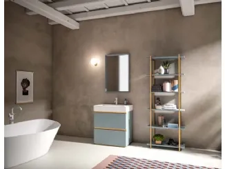 Mobile da Bagno a terra in laccato e alluminio con top in Corian Sidero 11 di Birex