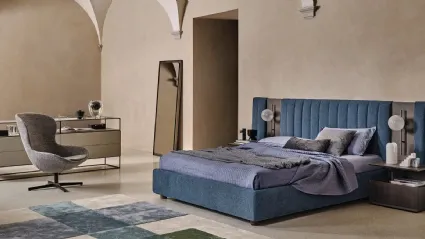 Letto in tessuto con testiera imbottita modulabile Otello di Ditre Italia