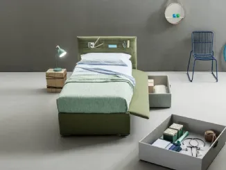 Letto singolo con cassetti contenitore Pocket di Bside