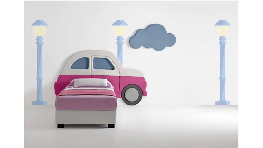 Letto moderno in tessuto per bambini Car di Bside
