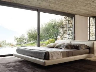 Letto in pelle con testiera dal design essenziale Zenith di Desirèe