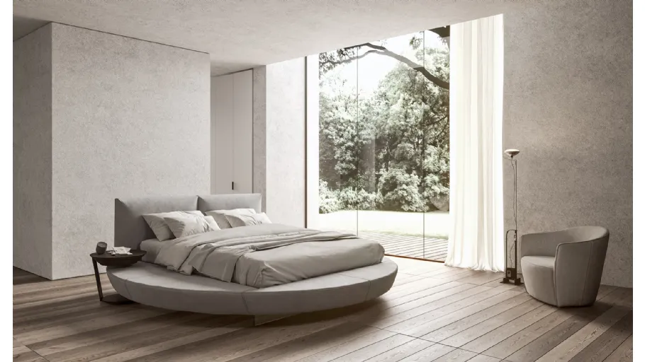 Letto circolare in tessuto con testiera imbottita Zero di Presotto