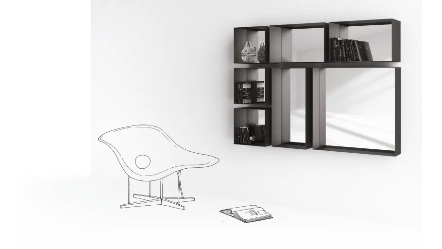 Libreria Barra Tasto componibile sospesa di Minotti Italia